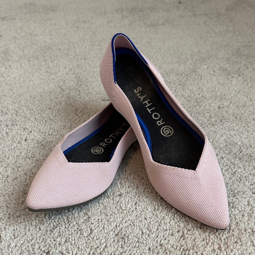Rothy's Light Pink Pointed-Toe Knit Flats 9